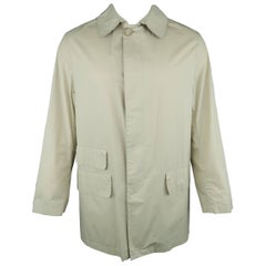 Men's MACKINTOSH 38 Khaki Solid Cotton Collared Rain Coat