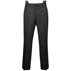 Men's GIVENCHY Size 32 Black Wool Double Cutout Waistband Dress Pants