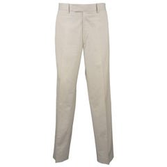 Men's HERMES Size 32 Khaki Pintripe Cotton Dress Pants