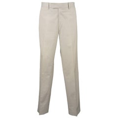 Men's HERMES Size 32 Khaki Pintripe Cotton Dress Pants
