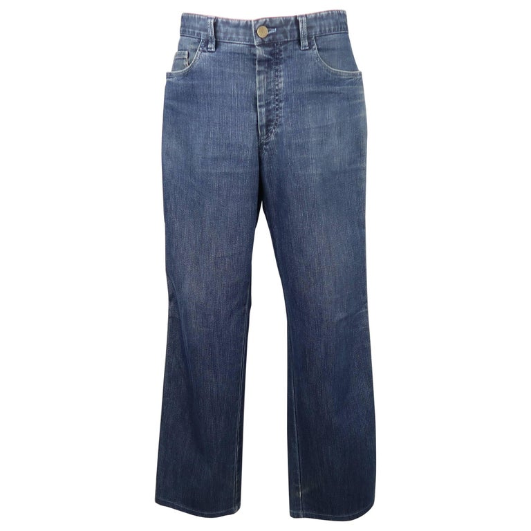 Men's BRIONI Size 34 Indigo Washed Denim Straight Leg Jeans at 1stDibs ...
