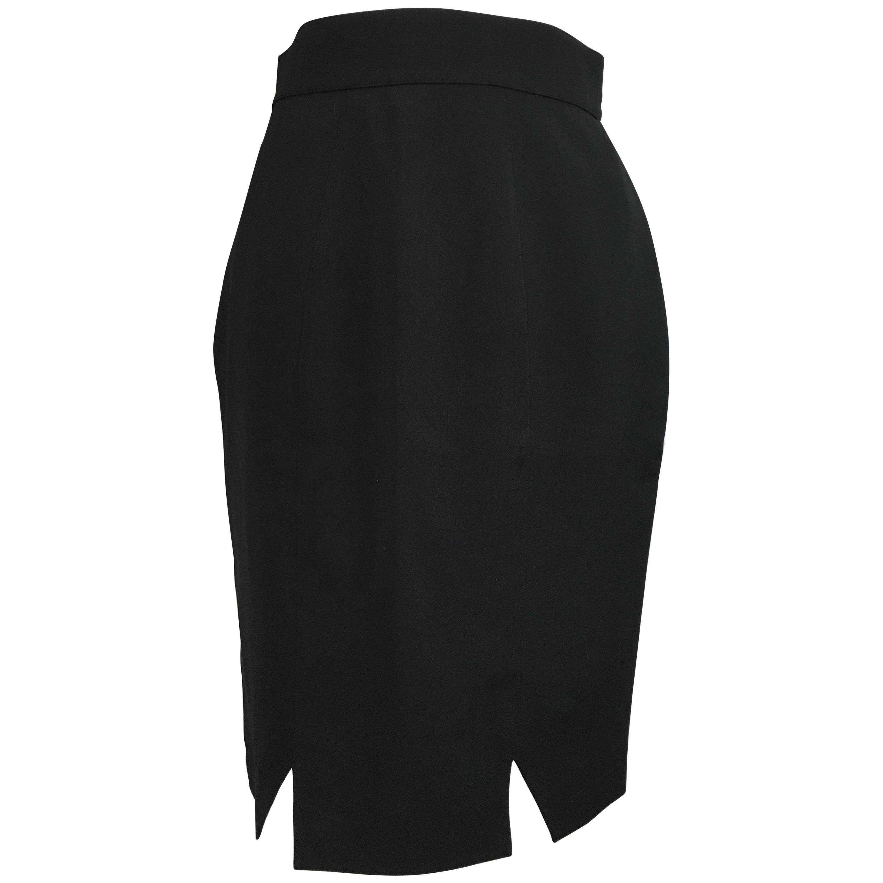 Thierry Mugler 1980s Black Wool Pencil Skirt Size 6. For Sale at 1stDibs