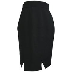 Vintage Thierry Mugler 1980s Black Wool Pencil Skirt Size 6.