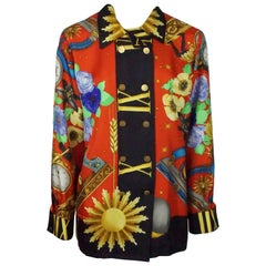 Leonard Multi Silk Clocks Long sleeve Shirt - Medium - Circa 80's