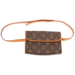 Used Louis Vuitton Florentine Monogram Fanny Pack Waist Belt Bag - brown