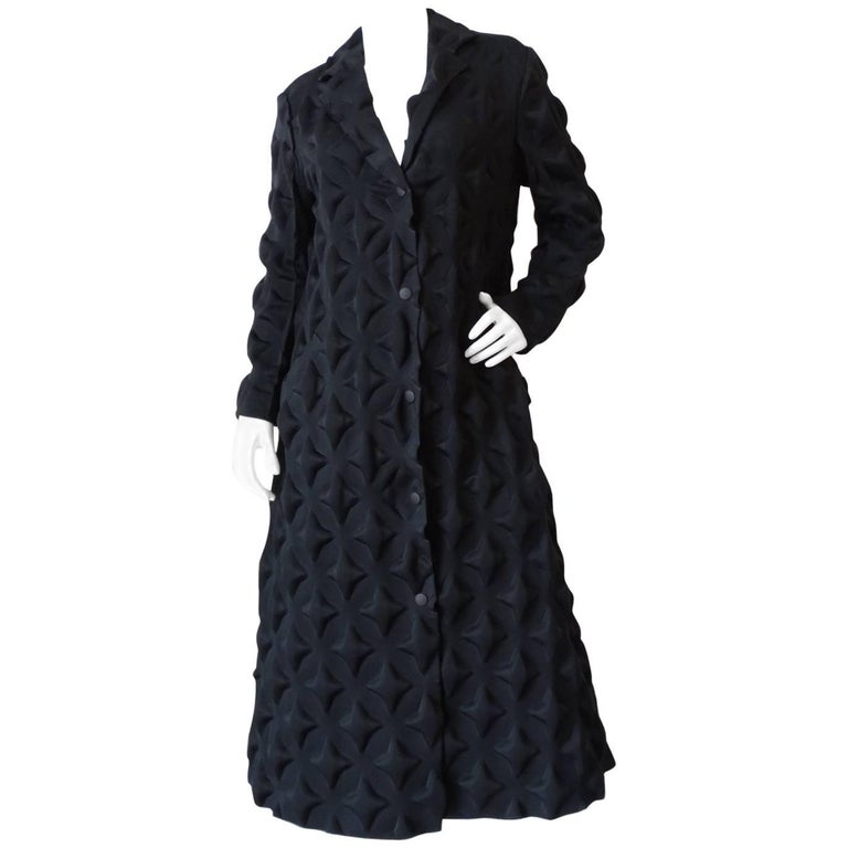 Rare Issey Miyake Diamond Embossed Black Coat at 1stDibs