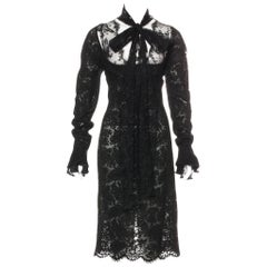 Yves Saint Laurent by Tom Ford Black Lace Cocktail Dress with Scarf Ties