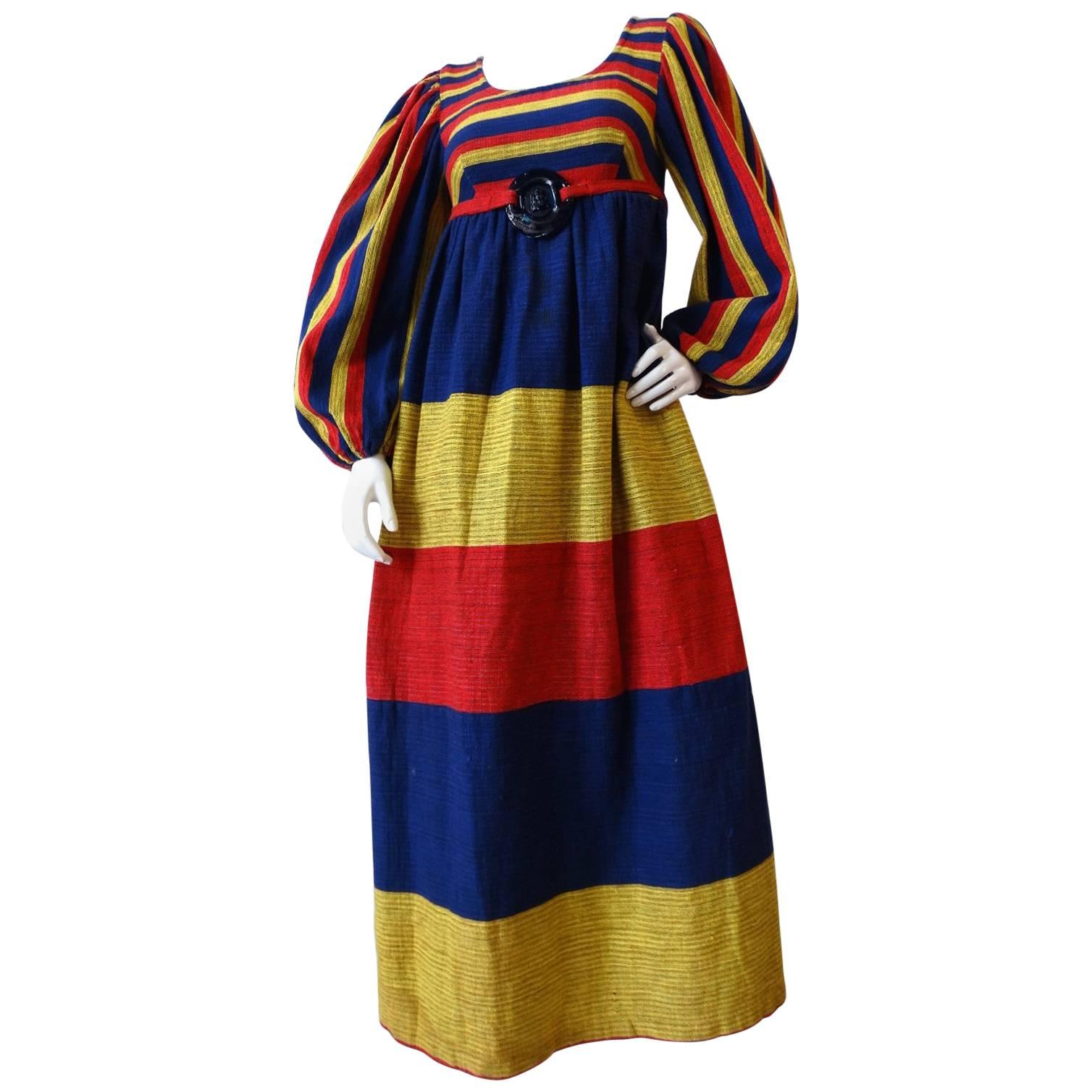 1960s Rikma Primary Color Striped Dress