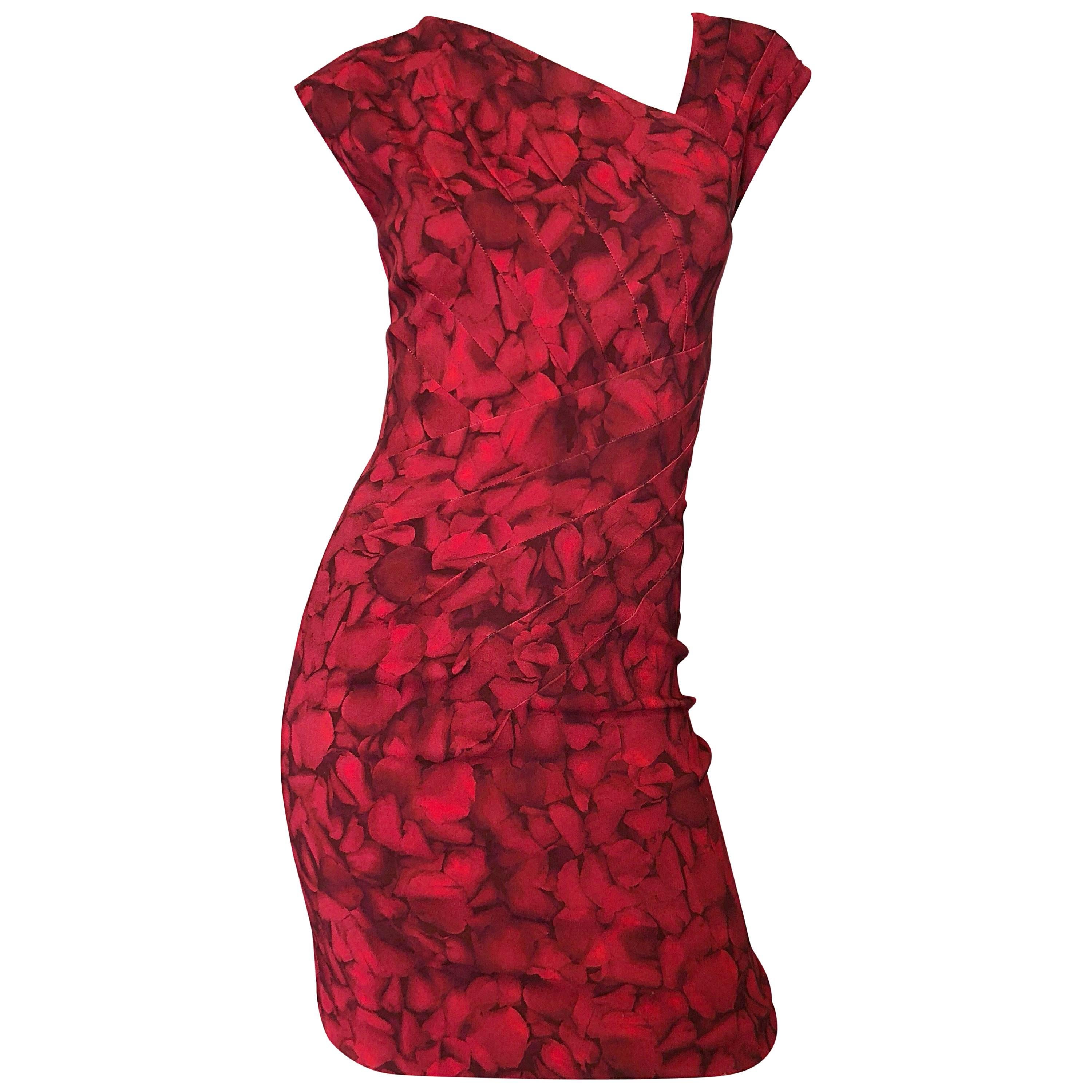 Michael Kors Collection 2010 Runway Size 4 / 6 Rose Petal Red + Black Mini Dress