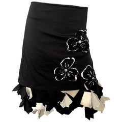 1990s Michelle Tan Black and White Origami Rhinestone Vintage Skirt