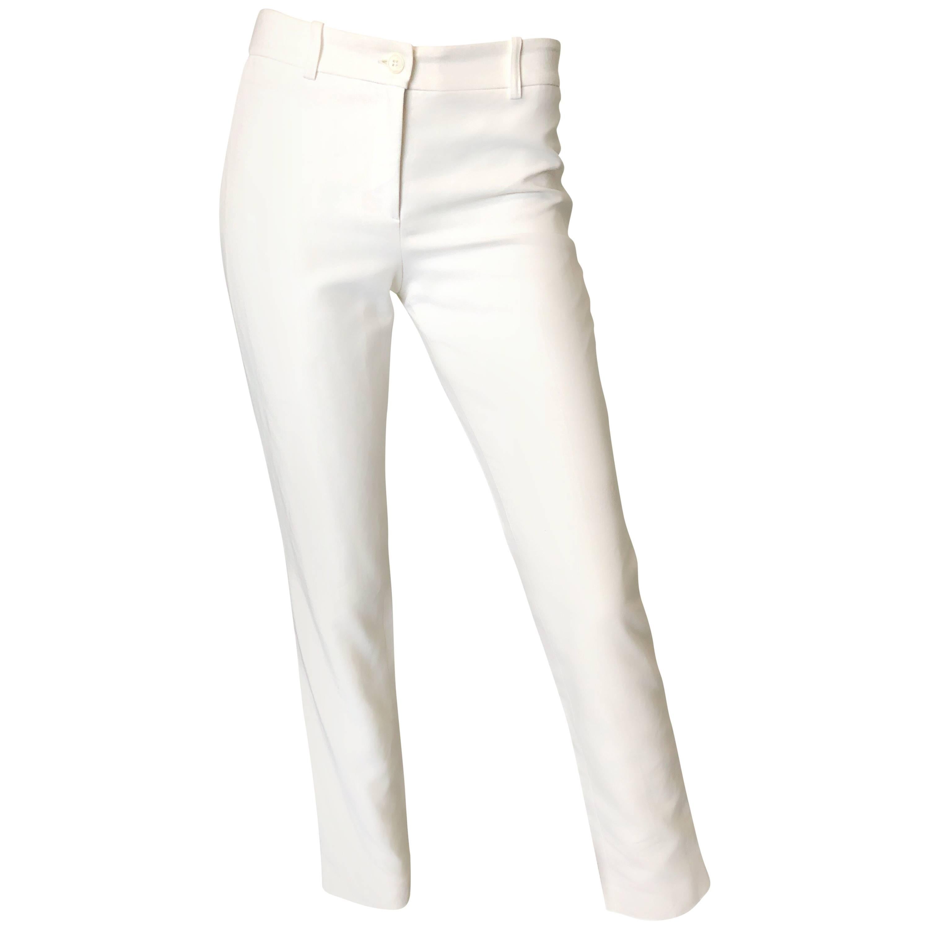 2000s Michael Kors Collection Size 2 White High Waisted Slim Cigarette Pants