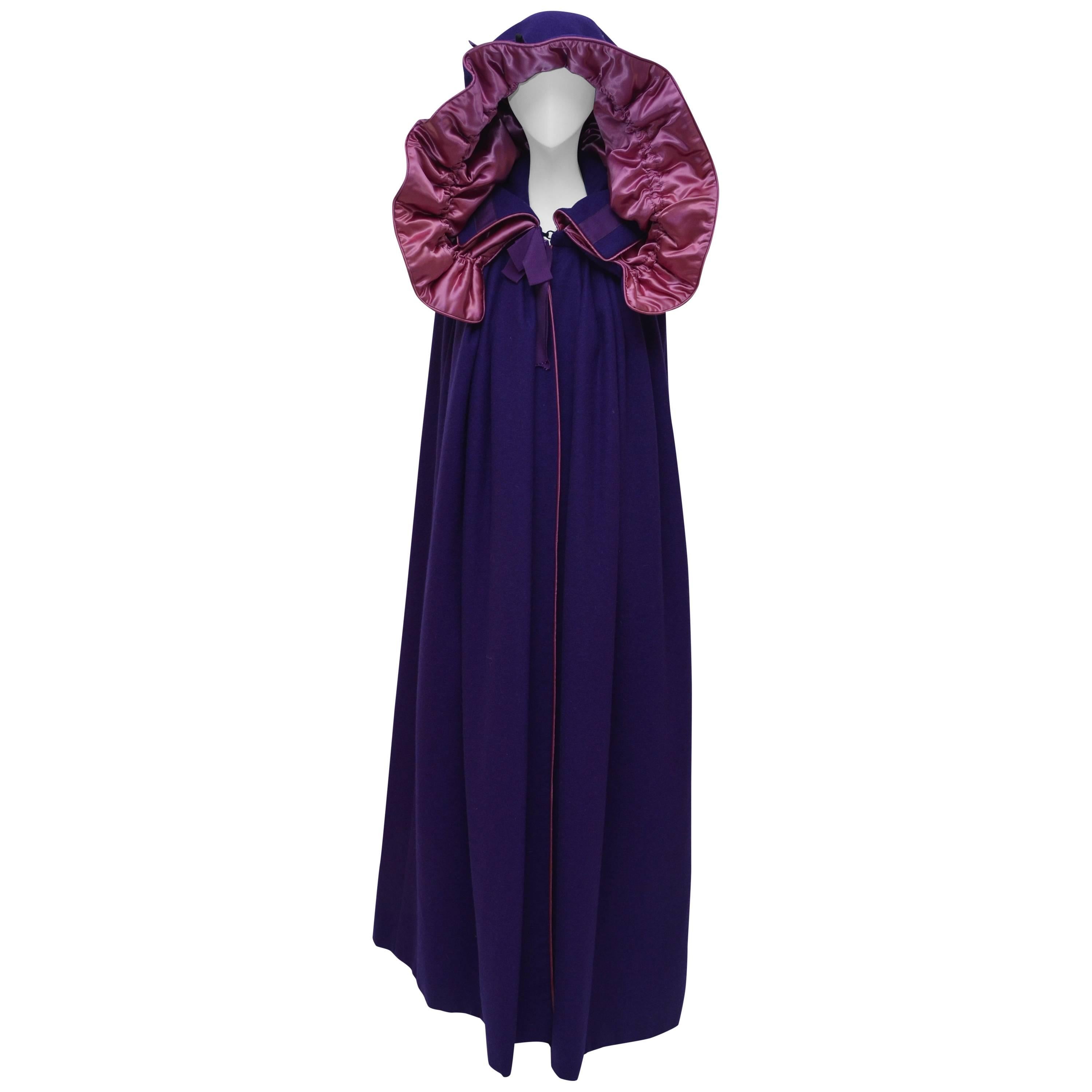 Yves Saint Laurent YSL  Purple Cape Coat  Vintage 