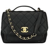CHANEL Business Affinity Medium Black Caviar with Champagne
