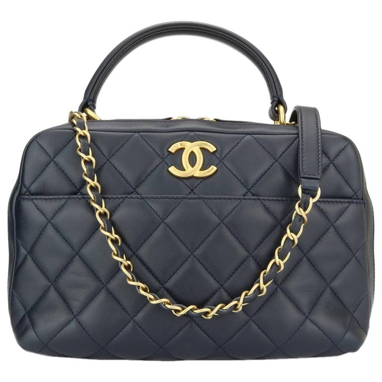 CHANEL Trendy CC Bowling Small Navy Lambskin with Gold Hardware 2016 at ...