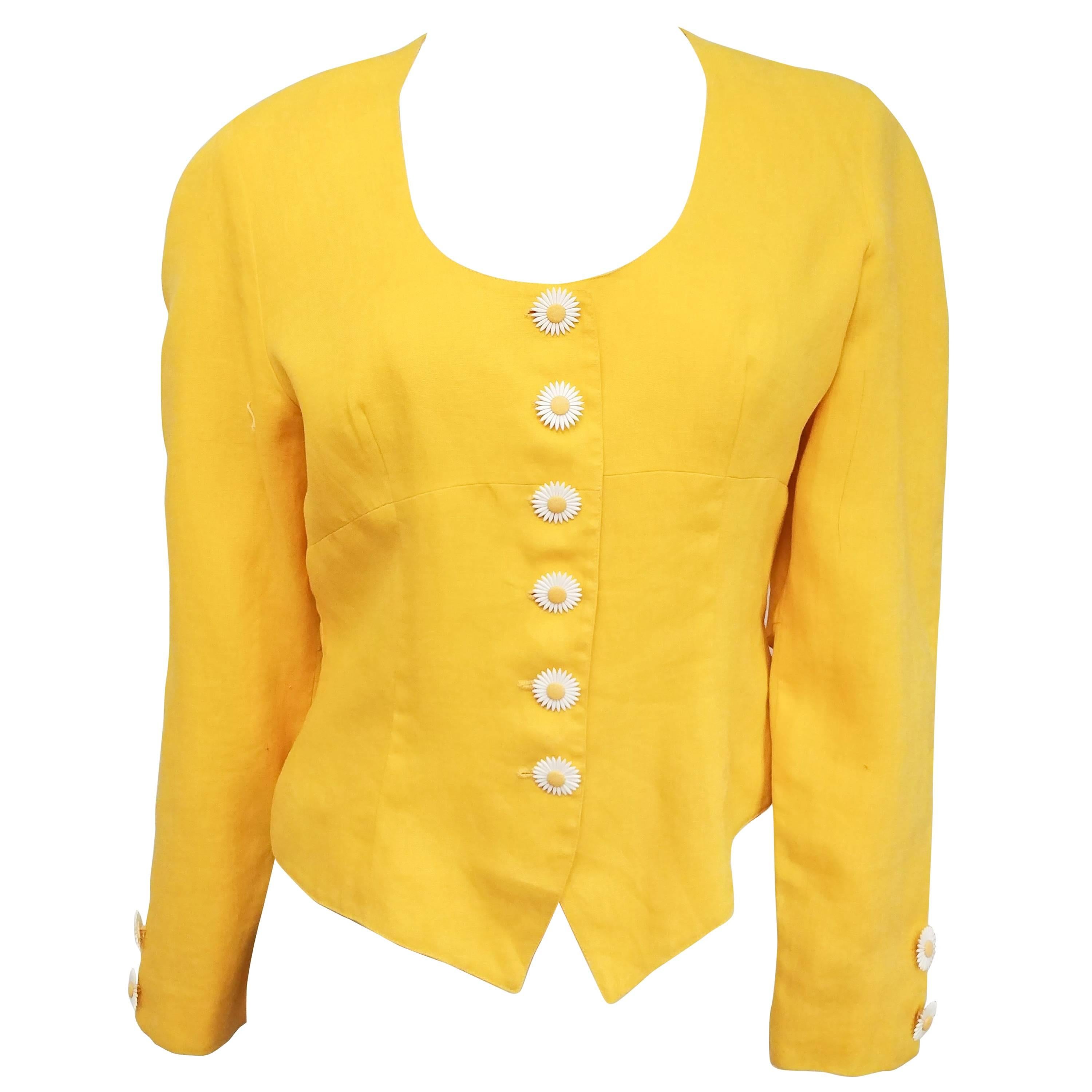 Cacharel Daisy Yellow Linen Top, 1980s  For Sale