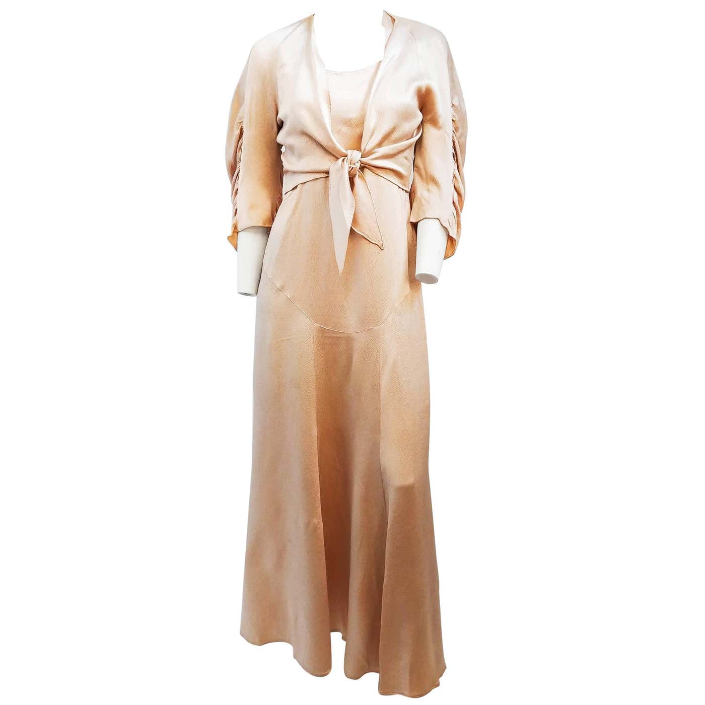 1930s Pink Hammered Silk Dress and Bolero Set For Sale at 1stDibs ...