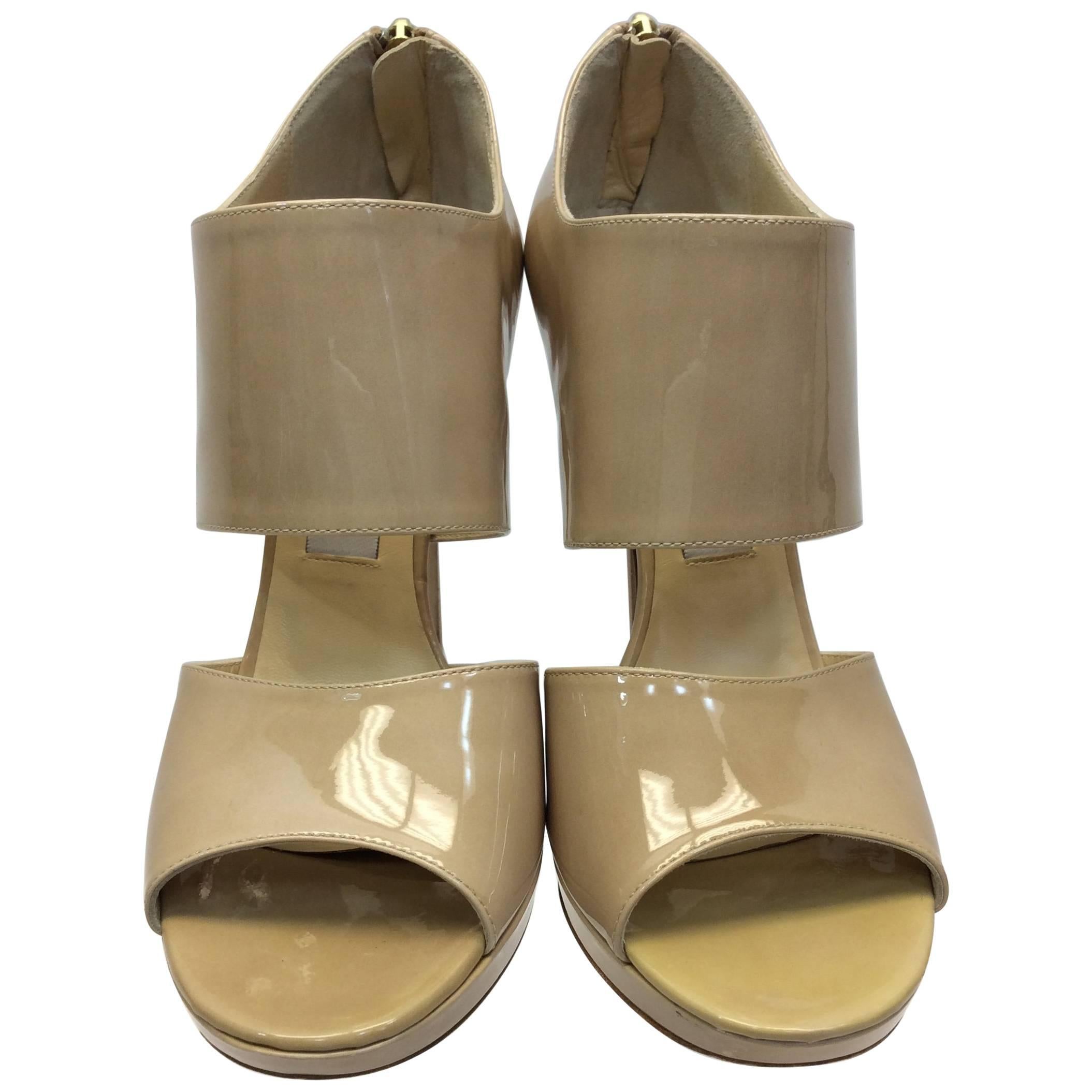 Jimmy Choo  Nude Patent Leather Heels For Sale