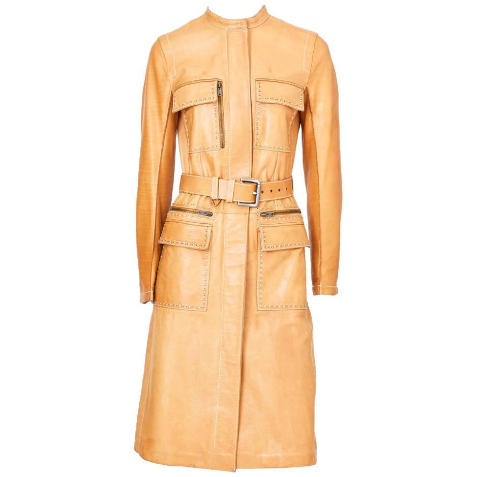 Tom Ford For Yves Saint Laurent Belted Leather Coat