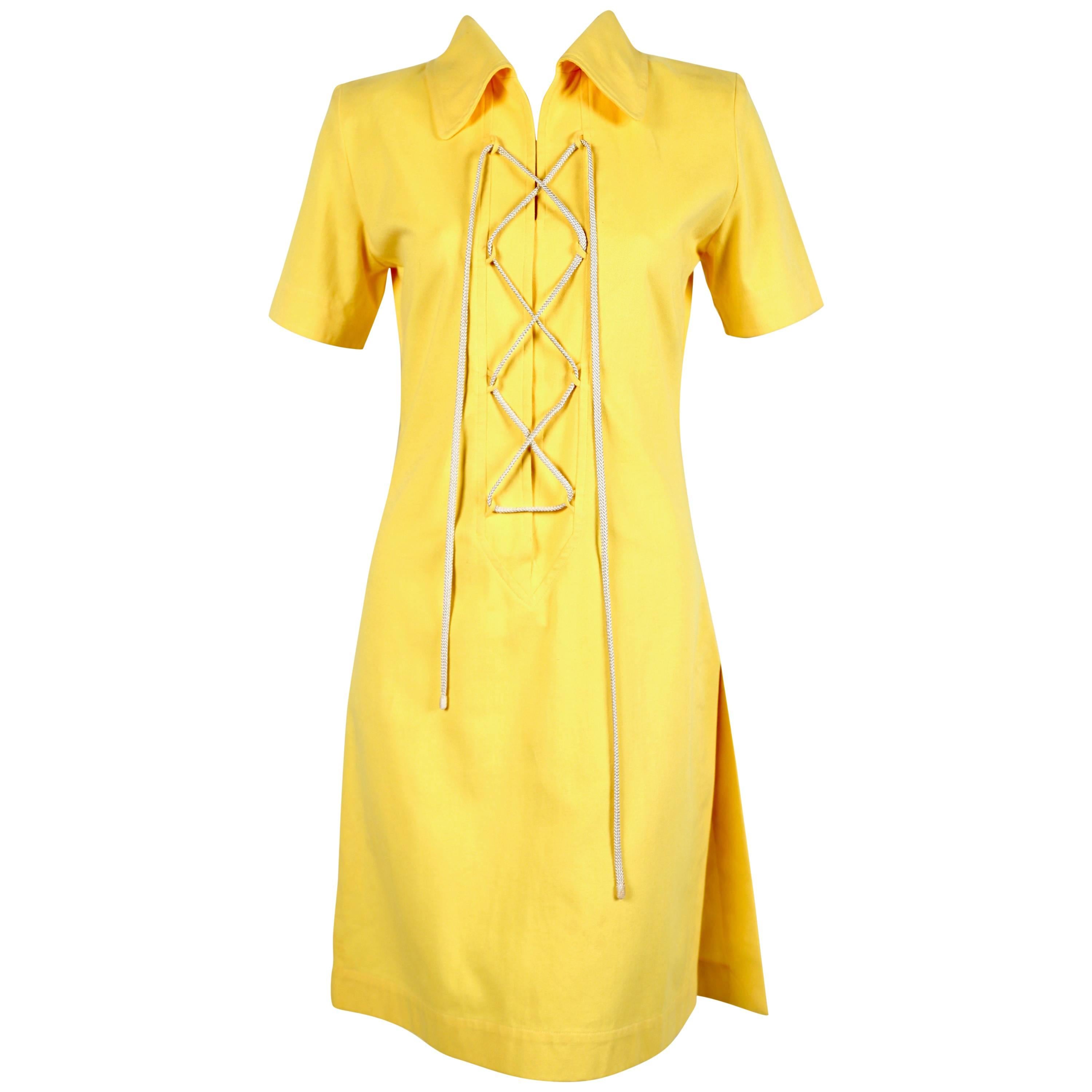 1980's YVES SAINT LAURENT yellow safari dress