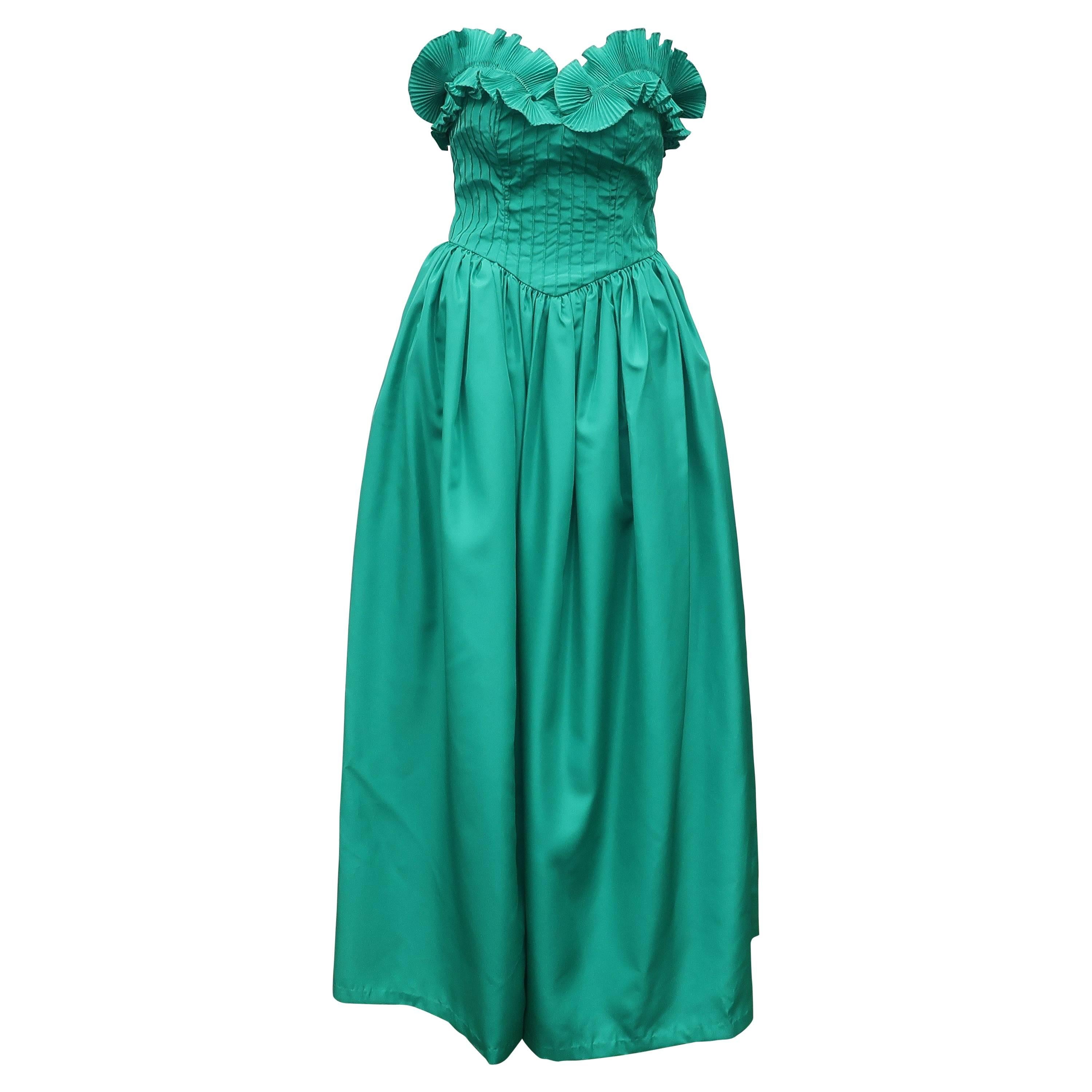 Richilene Green Taffeta Strapless Evening Dress, 1970’s