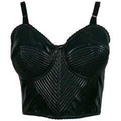 Jean Paul Gaultier Vintage Black Leather Padded Corset Bra