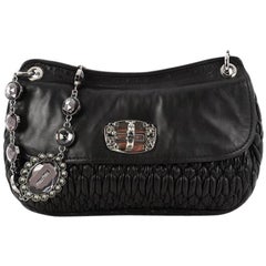 Miu Miu Crystal Flap Shoulder Bag Matelasse Leather Medium