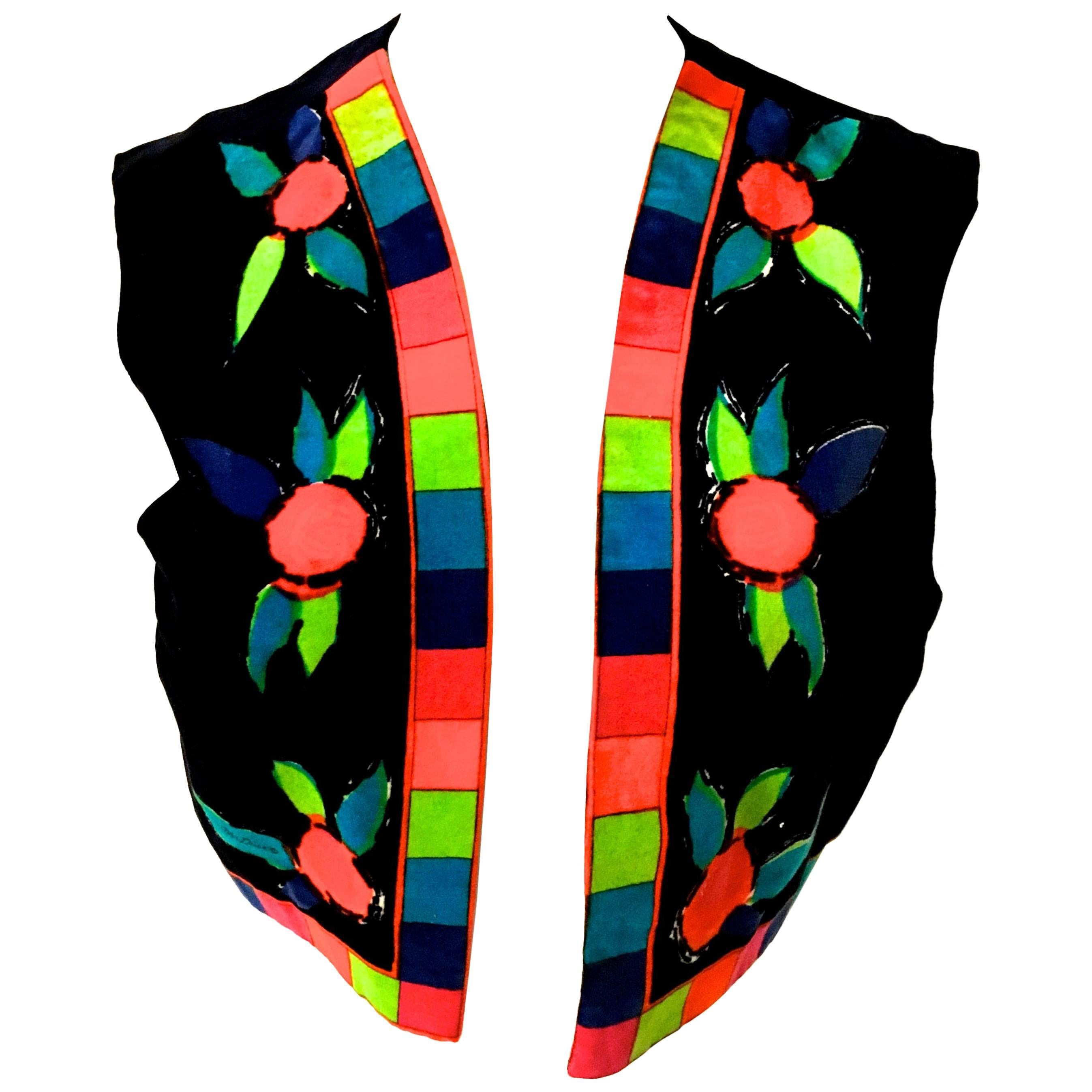 Mr. Dino Velvet Geometric and Floral Vest  For Sale