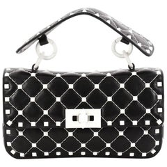 Valentino Rockstud Spike Flap Bag Quilted Leather Small