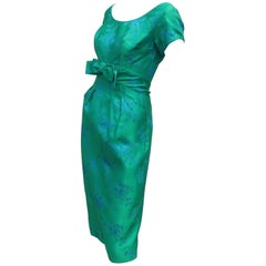 Emma Domb Blue and Green Party Dress, 1950s 