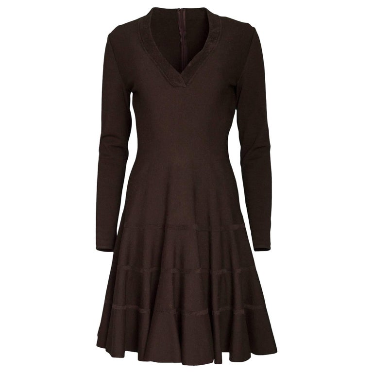 v neck wool dress
