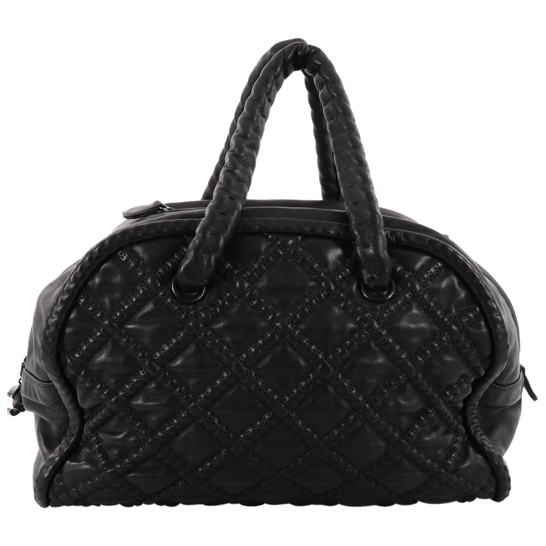 Chanel Quilted Lambskin Large Hidden Chain Bowler Bag 