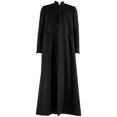 Raf Simons black wool full length button up priest coat, 'confusion' aw 2000