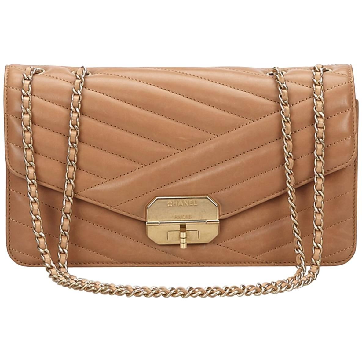 Tan Chanel Medium Gabrielle Flap Bag