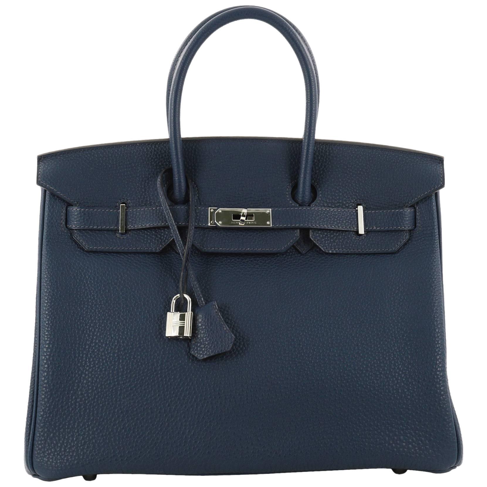 Hermes Birkin Blue Togo with Palladium Hardware 35 Handbag 