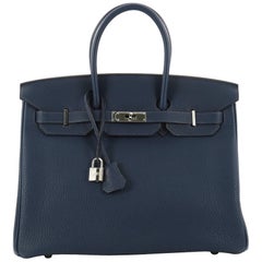 Hermes Birkin Blue Togo with Palladium Hardware 35 Handbag 