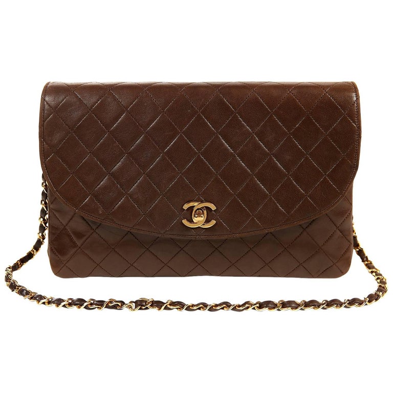 Chanel Brown Leather Vintage Medium Flap Bag at 1stDibs