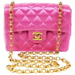 Chanel Fuchsia Satin Mini Classic Flap Bag at 1stDibs