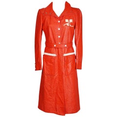 Andre Courreges Retro Leather Trench Coat circa 1960s 1970s