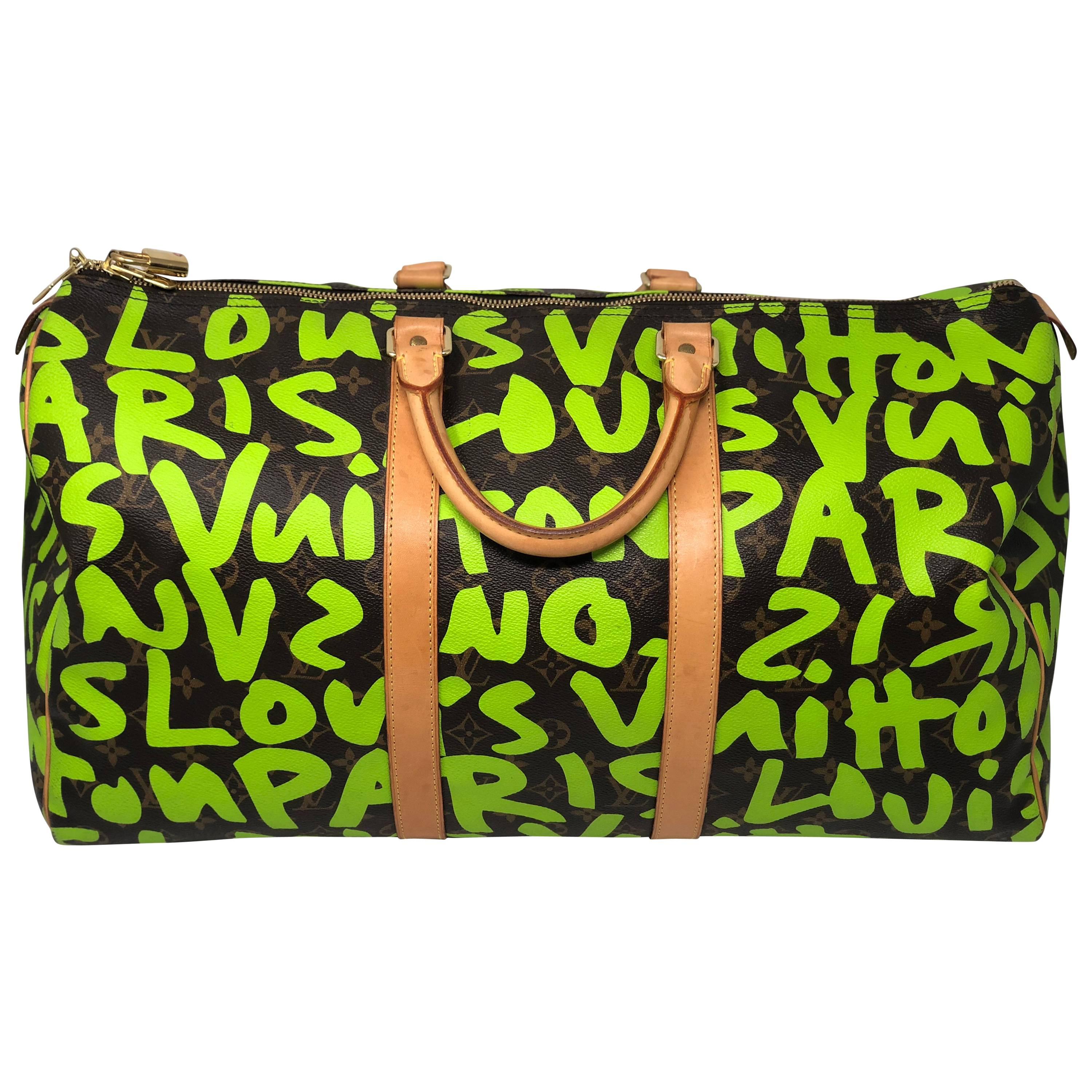 Louis Vuitton Keepall 50 Stephen Sprouse Graffiti Dark Green Weekend Travel  Bag