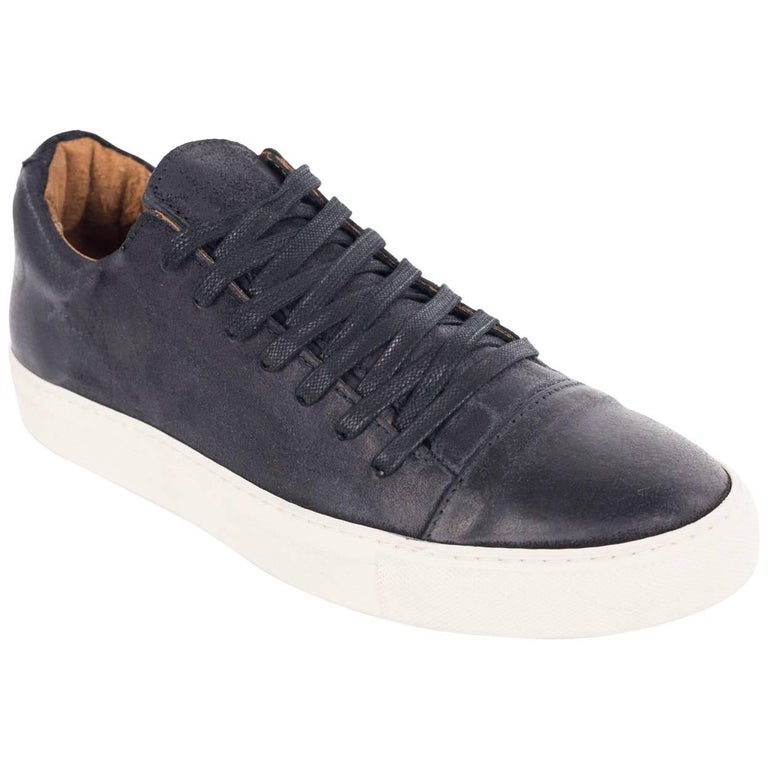 John Varvatos Black Brushed Leather 315 Reed Low Top Sneakers For Sale ...