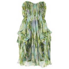 Alexander McQueen „Praying Mantis“ Seiden-Bustierkleid:: F/S 2010 It. 38