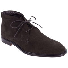 Tod's Mens Brown Suede Lace Up Short Ankle Boots