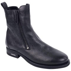 DSquared2 Men's Faded Black Leather Zip Up Chelsea Boots
