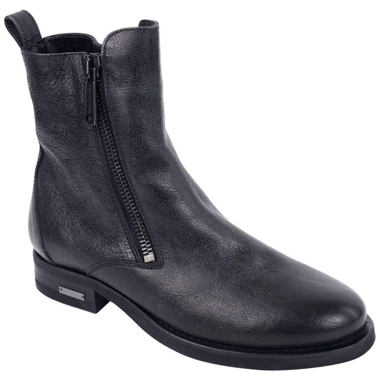 DSquared2 Men's Faded Black Leather Zip Up Chelsea Boots For Sale at 1stDibs