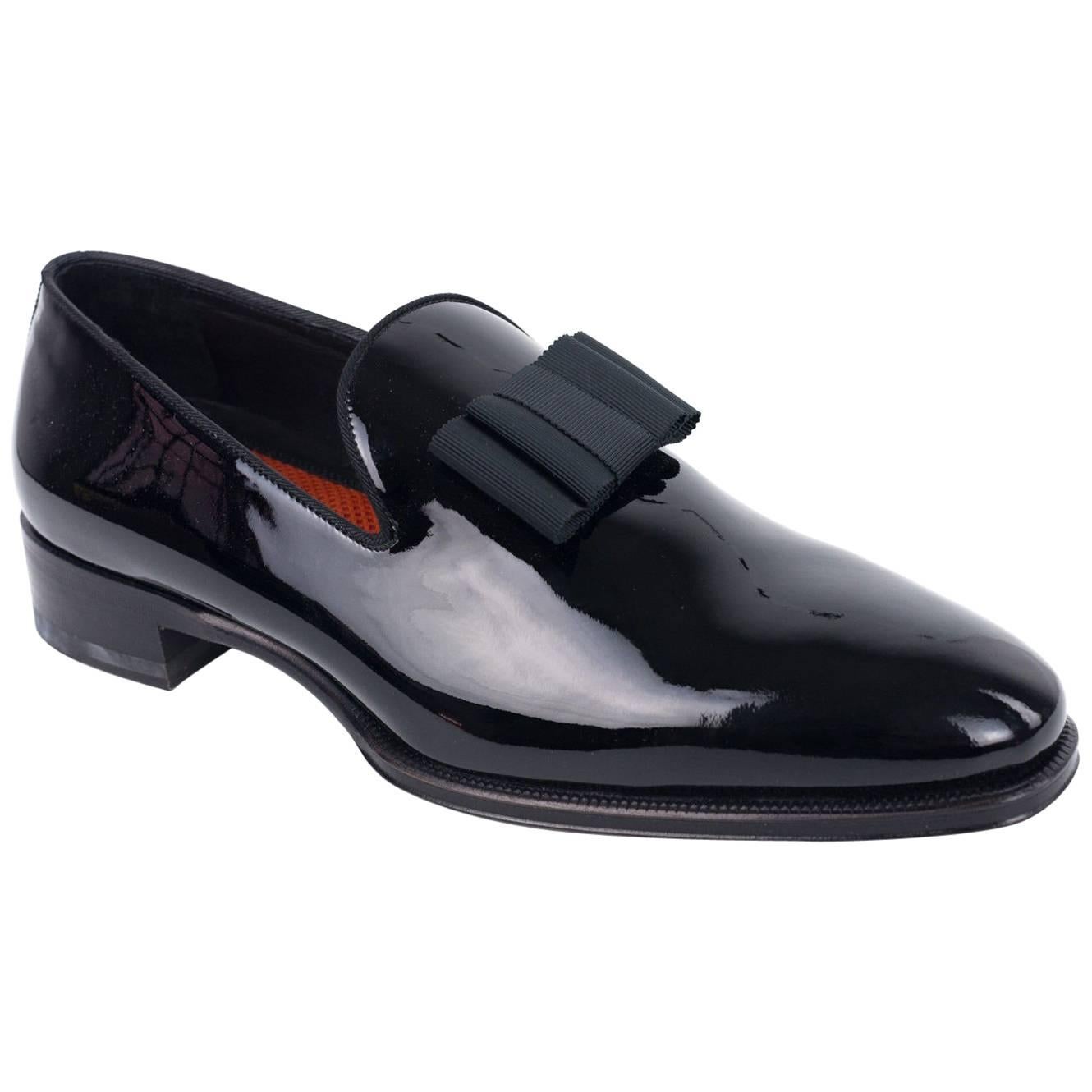 DSquared2 Men's Black Patent Tuxedo Slip On Loafers For Sale