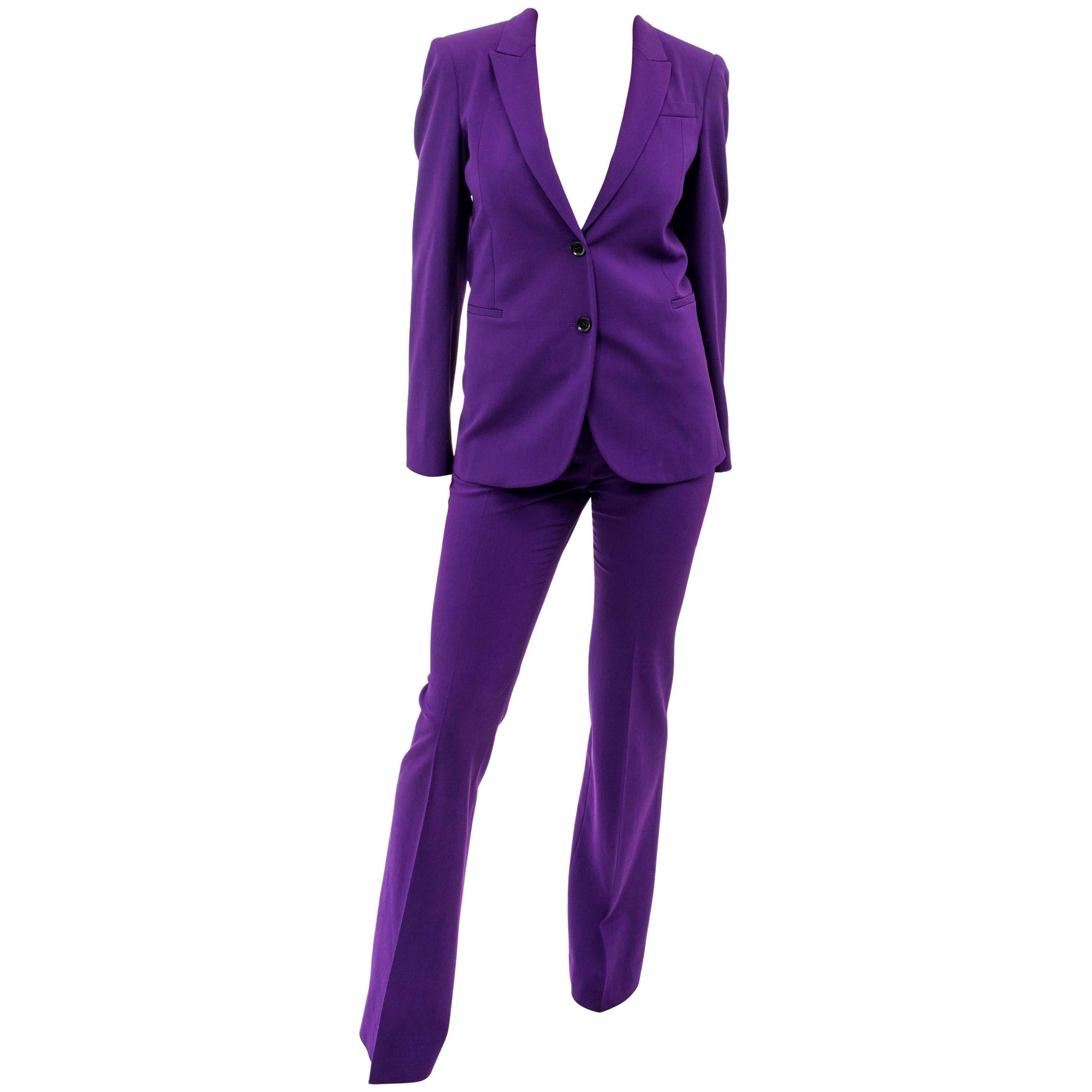 Gucci Purple Pants Suit with Flora and Fauna Lining