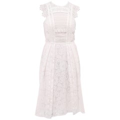 Burberry White Broderie Anglaise Lace Midi Dress