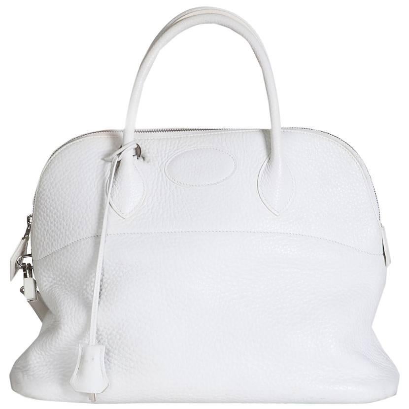 Hermes White Leather Bolide Tote, 2003
