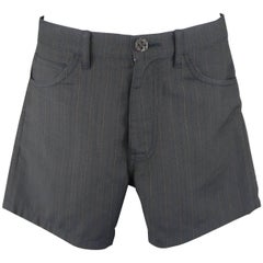 Men's COMME des GARCONS Size S Charcoal Stripe Wool Blend Short Shorts
