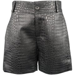 Men's MAXSIX Size 30 Black Crocodile Textured Coated Canvas Bermuda Shorts